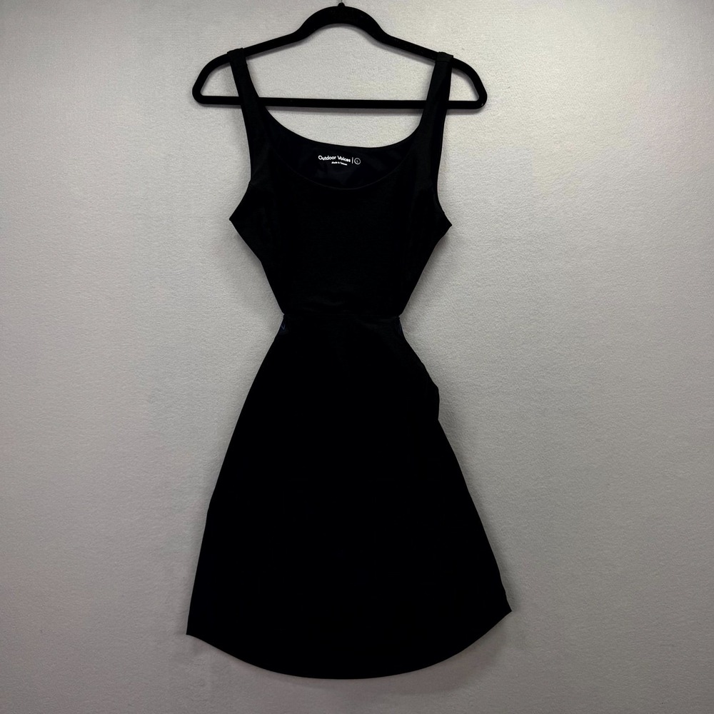Outdoor‎ Voices Athletic Court Dress Womens Large Black Cut-Out Side Elastic